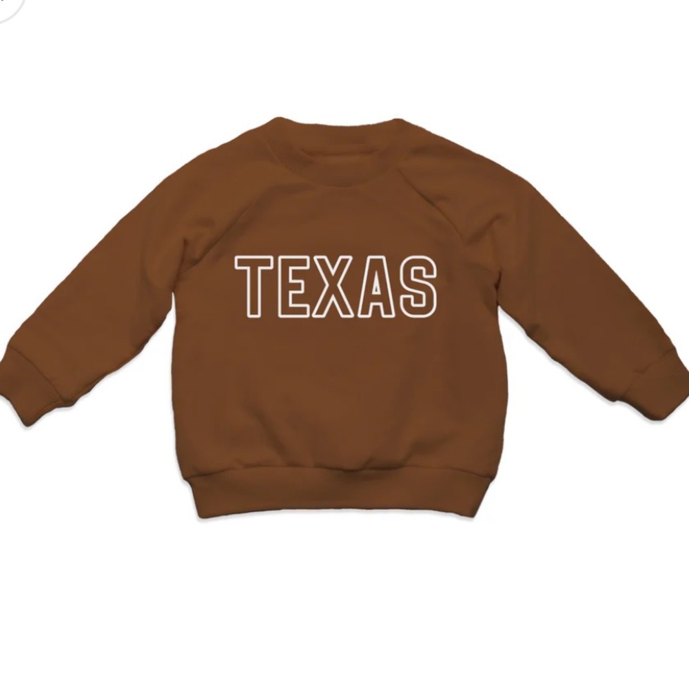 NWT Frankie Jean Texas Outline Kids Sweatshirt in Rust
